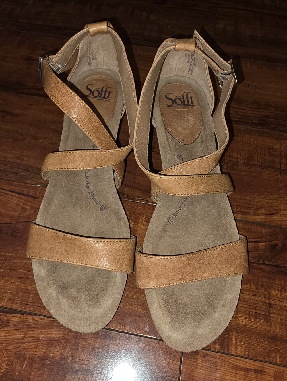 Söff Innis Wedge Tan Leather Sandals